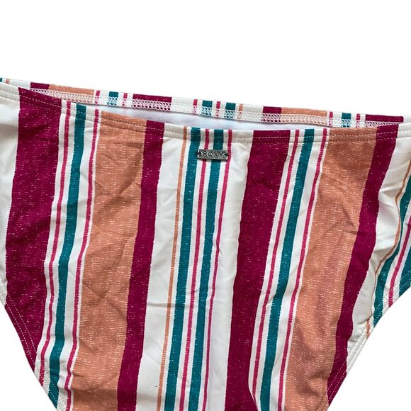 ROXY Medium Bikini Bottom High Waisted Striped NWT Swimwear - Picture 6 of 6